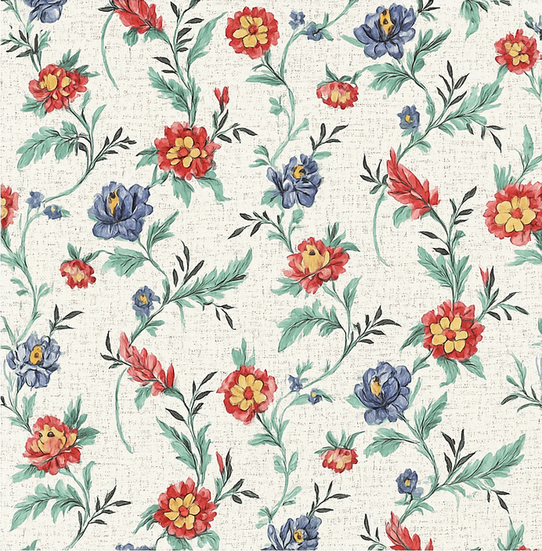 卧室乙烯基地毯复古花卉设计 - TenStickers