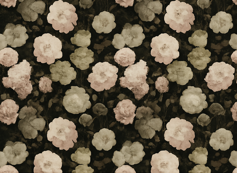 卧室乙烯基地毯深色复古花卉图案 - TenStickers