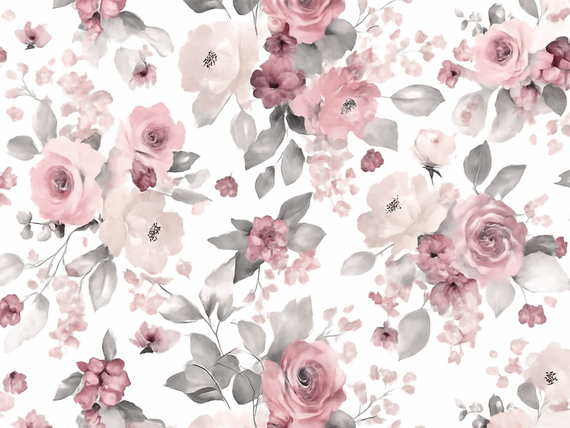 卧室乙烯基地毯灰色精致花朵图案 - TenStickers