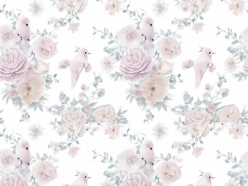 卧室乙烯基地毯优雅灰色花卉设计 - TenStickers