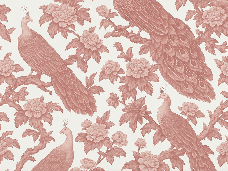 卧室乙烯基地毯粉色孔雀图案 - TenStickers