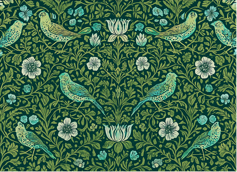 卧室乙烯基地毯装饰花卉与鸟类图案 - TenStickers