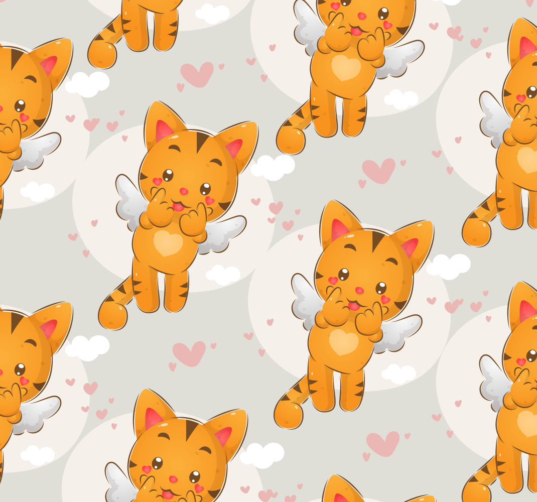 卧室乙烯基地毯可爱小猫飞舞 - TenStickers
