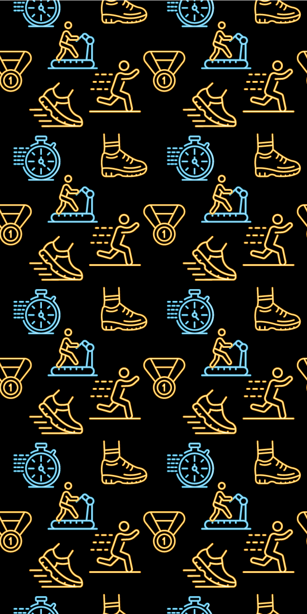 卧室乙烯基地毯呈现黑色背景上的霓虹色跑动矢量图标 - TenStickers
