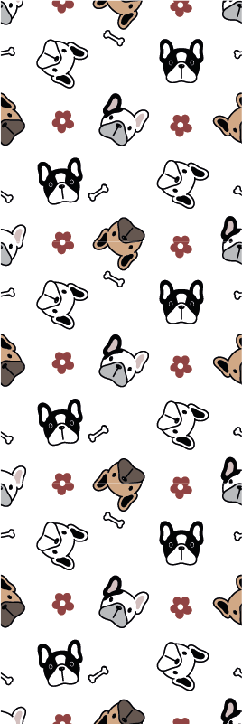 卧室乙烯基地毯花朵与法国斗牛犬 - TenStickers