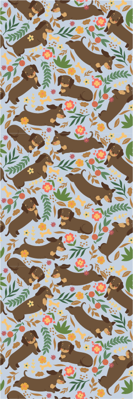 卧室乙烯基地毯 dachshund与花卉图案 - TenStickers