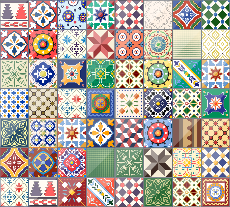 乙烯基地毯 多彩马赛克瓷砖效果 - TenStickers