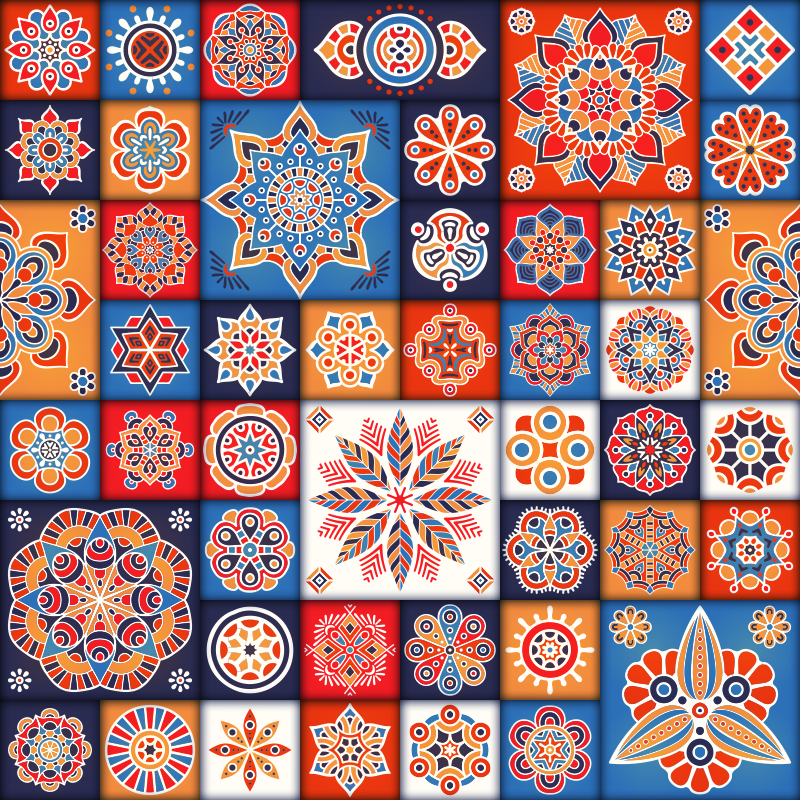 乙烯基地毯几何 马赛克瓷砖 - TenStickers