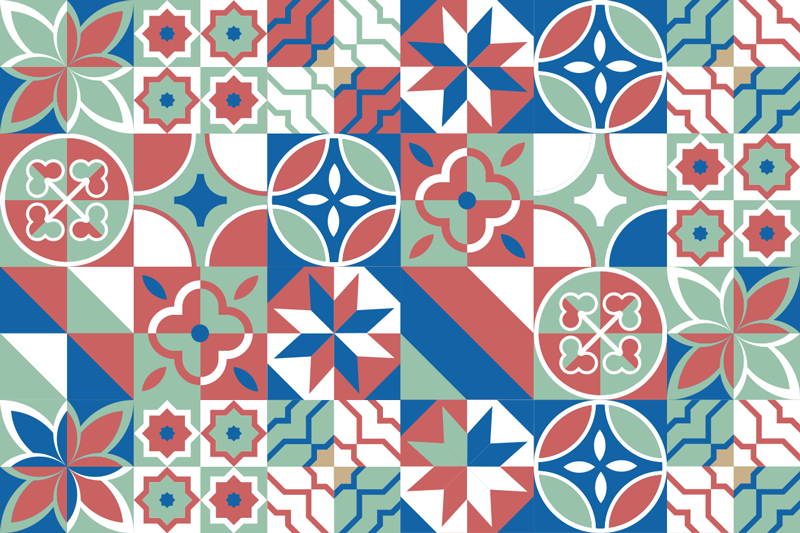 乙烯基地毯 彩色瓷砖设计 - TenStickers