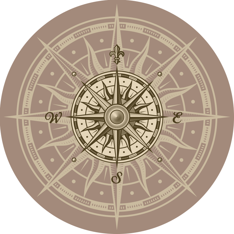 美妙的圆形老式指南针乙烯基地毯 - TenStickers