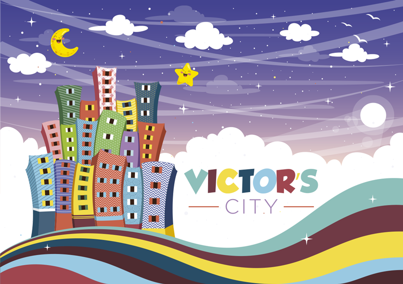 乙烯基地毯名称 城市景观 彩虹 - TenStickers