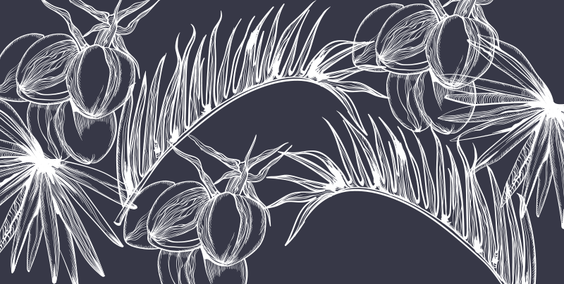 乙烯基花草地毯 植物线条艺术 - TenStickers