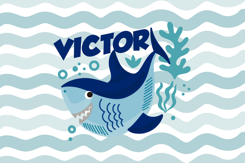 乙烯基地毯名称 定制鲨鱼插图 - TenStickers