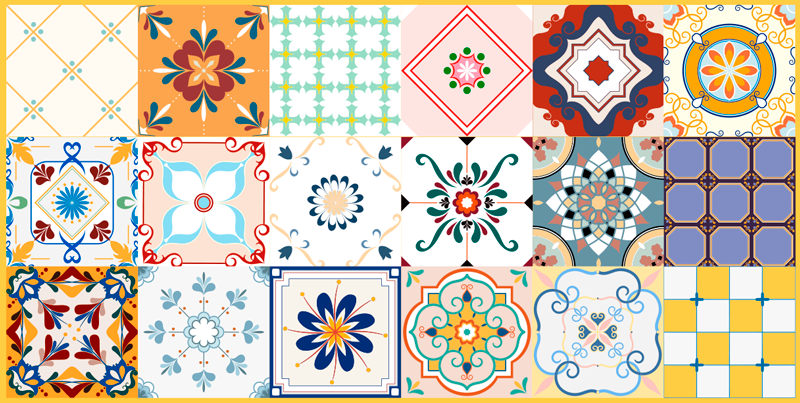 乙烯基地毯 马赛克瓷砖图案 - TenStickers