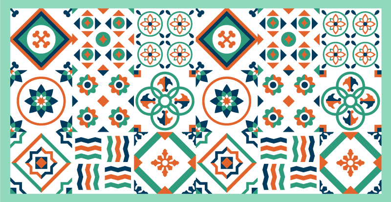 不同的彩色瓷砖图案瓷砖地毯 - TenStickers