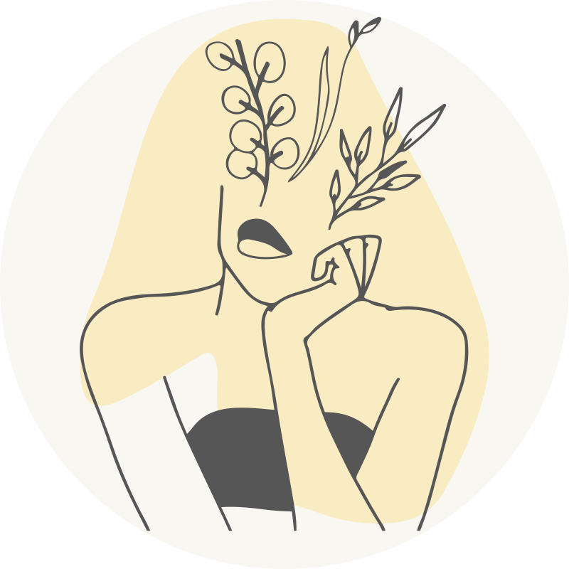 乙烯基花草地毯 优雅的线条艺术 - TenStickers