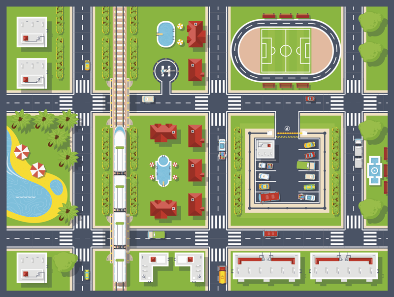 乙烯基地毯道路 城市游戏垫 - TenStickers