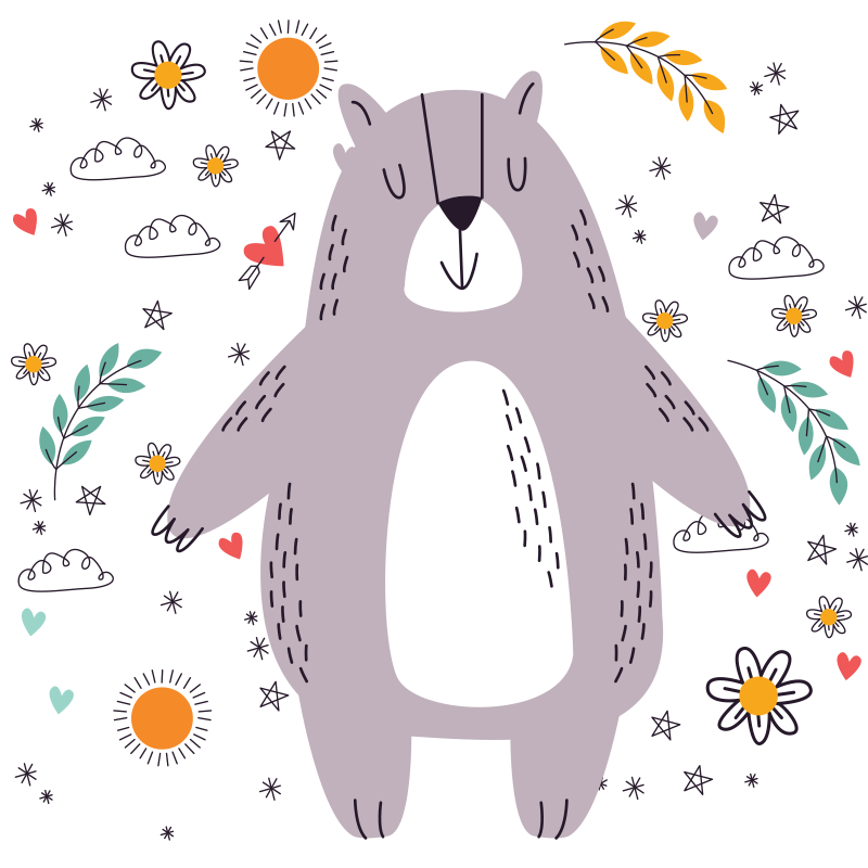 乙烯基地毯 儿童 异想天开的熊插图 - TenStickers