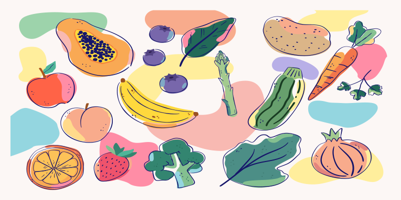 五颜六色的水果。厨房地砖 - TenStickers