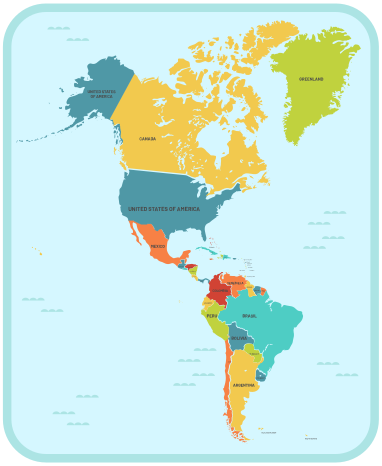 美国在中心世界地图地毯 - TenStickers