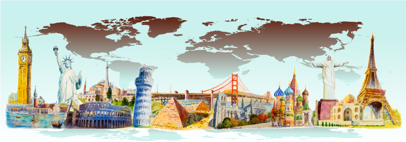 乙烯基地毯 多彩的地标拼贴画 - TenStickers