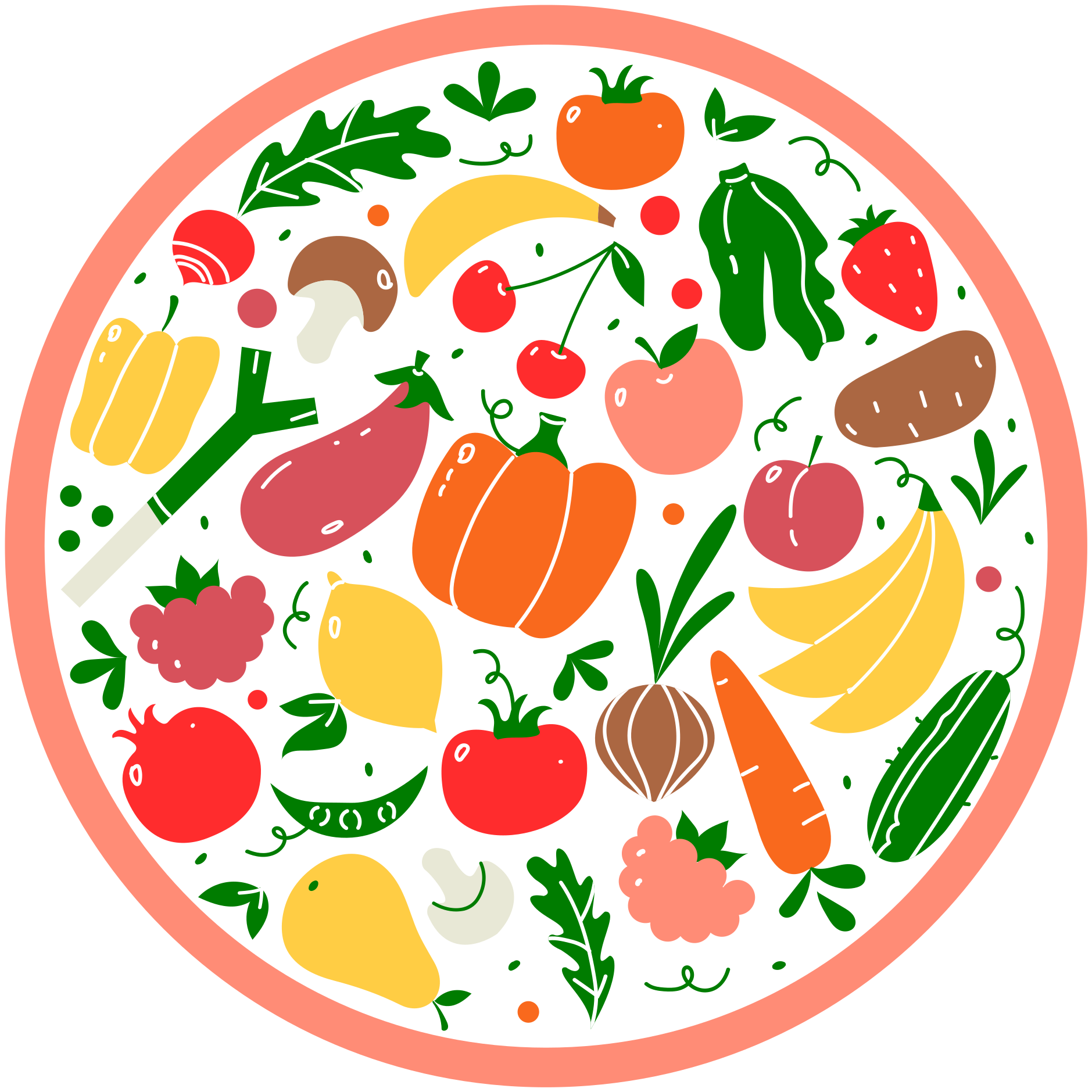 无缝蔬菜图案厨房地板砖 - TenStickers