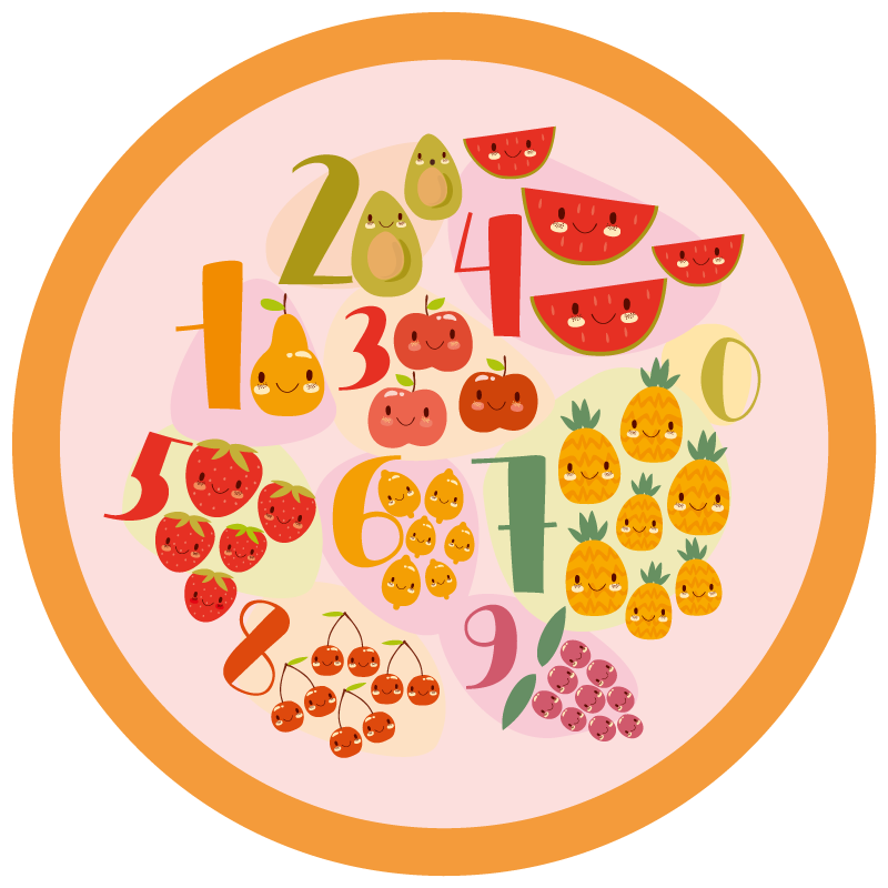 乙烯基地毯游戏 水果计数圈 - TenStickers