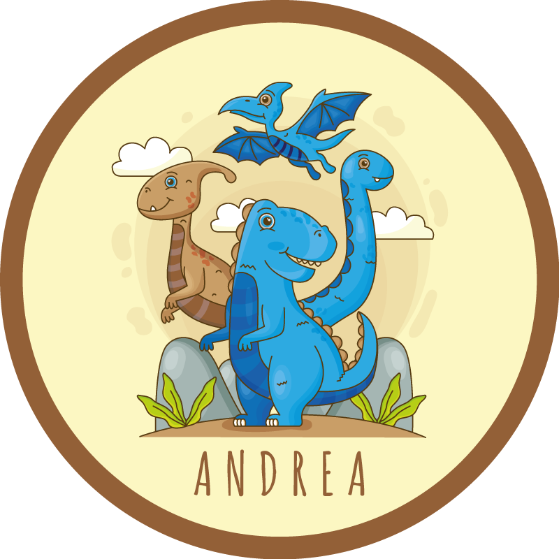 乙烯基地毯名称 恐龙圆圈构图 - TenStickers