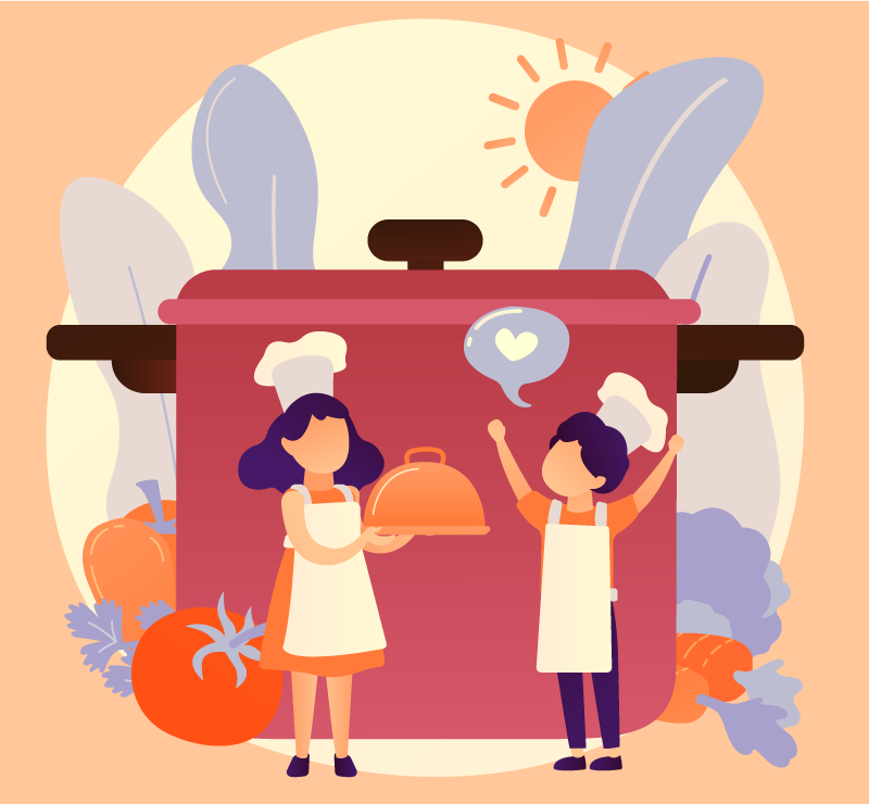 乙烯基地毯 儿童 烹饪人物 - TenStickers