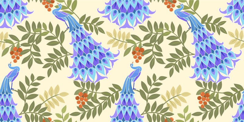 乙烯基花草地毯 花卉孔雀主题 - TenStickers