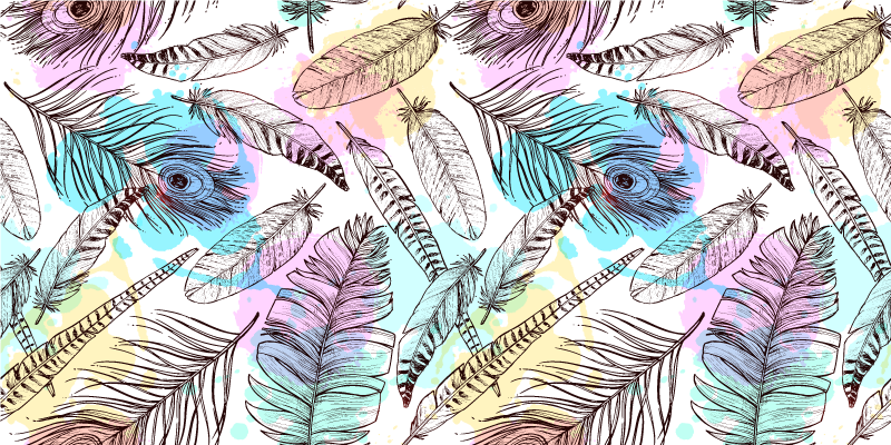 乙烯基花草地毯 羽毛图案 - TenStickers