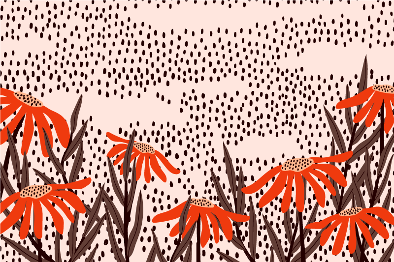 卧室乙烯基地毯花卉斑点宁静感 - TenStickers