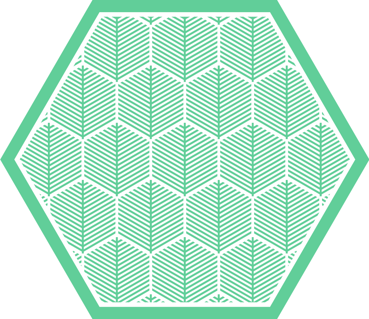 绿色植物六角形花地毯 - TenStickers