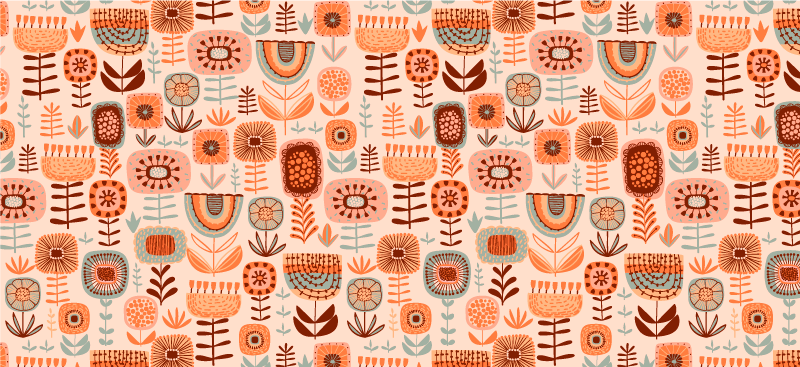 乙烯基花草地毯自然花卉图案 - TenStickers