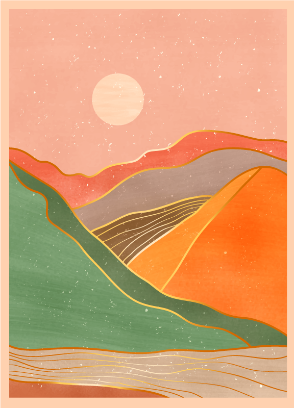 乙烯基地毯呈现抽象山景 - TenStickers