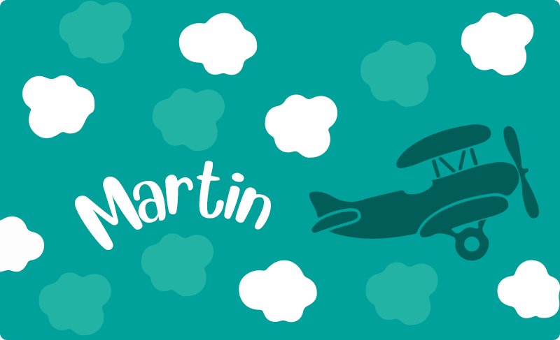 乙烯基地毯 云朵与飞机的名字 - TenStickers