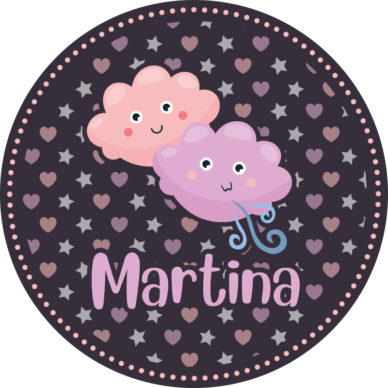 乙烯基地毯紫色云朵带名字 - TenStickers