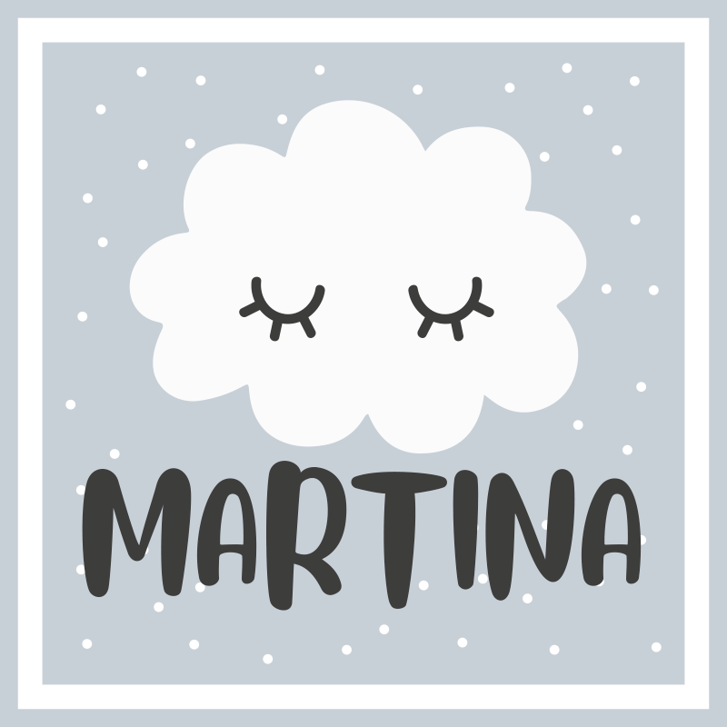 乙烯基地毯托儿所灰色云朵带名字 - TenStickers