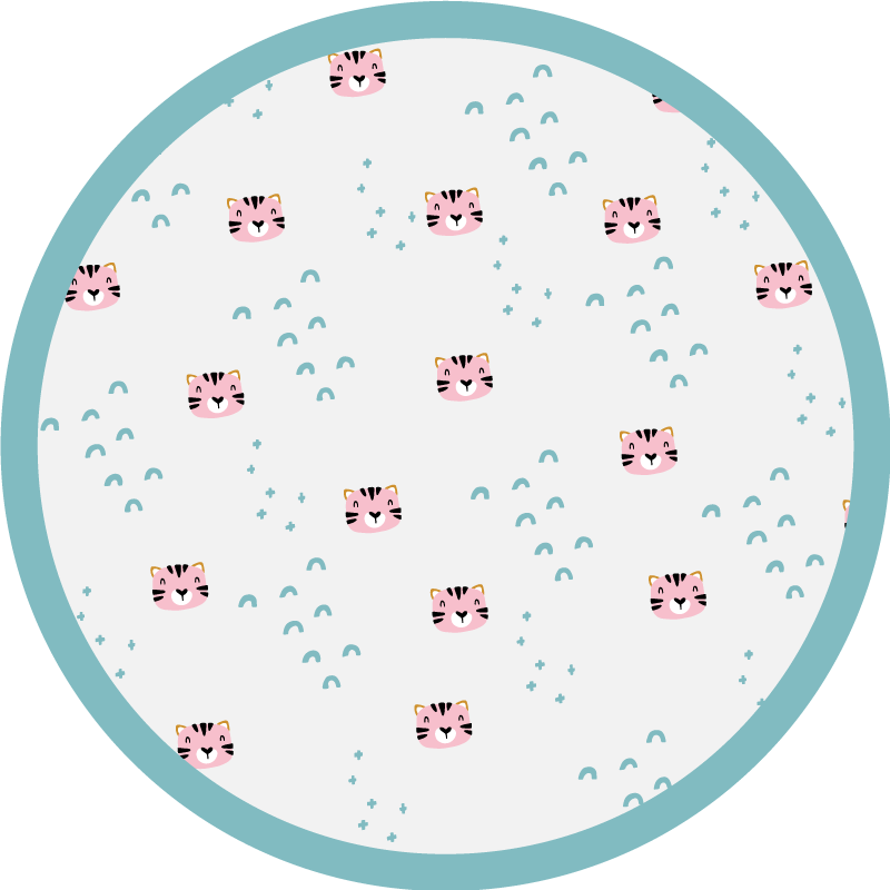 乙烯基地毯 蓝色彩虹与粉色猫咪 - TenStickers