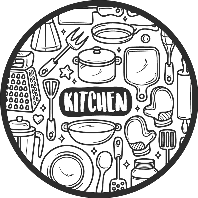 涂鸦灰色工具厨房地砖 - TenStickers