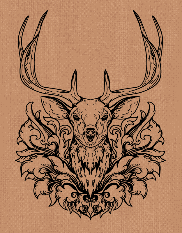 鹿黑色和棕色动物地毯 - TenStickers