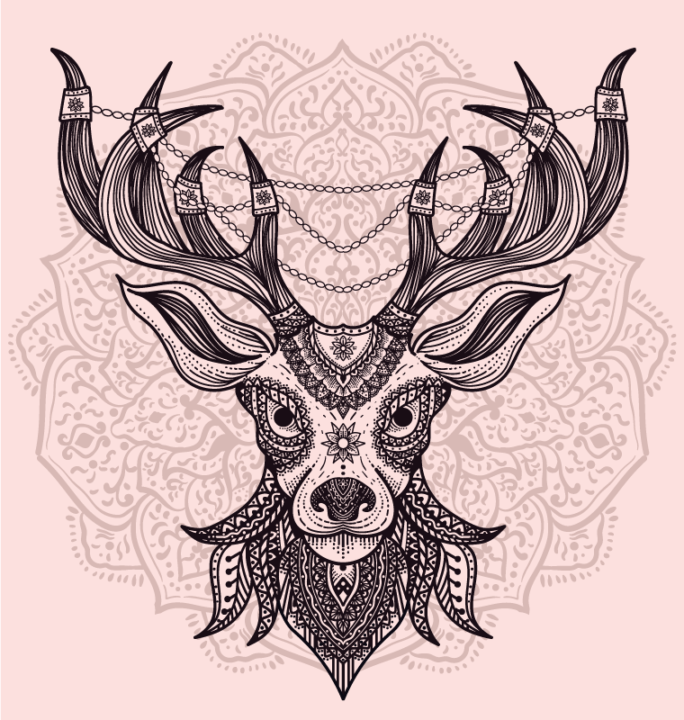 乙烯基地毯动物灰色鹿图案 - TenStickers