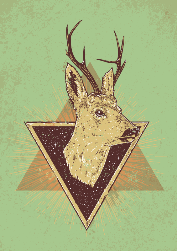 乙烯基地毯动物风格化鹿头 - TenStickers