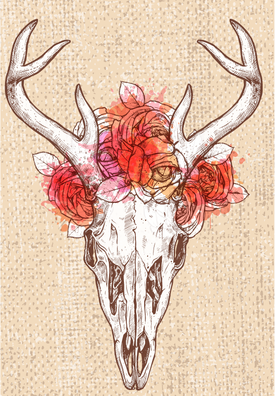 乙烯基地毯动物骷髅花卉装饰 - TenStickers