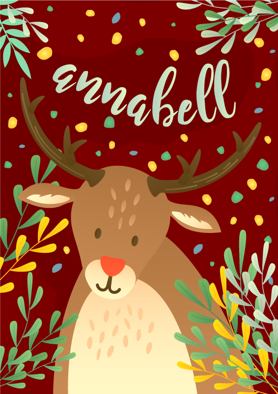 乙烯基地毯圣诞带名字的驯鹿 - TenStickers