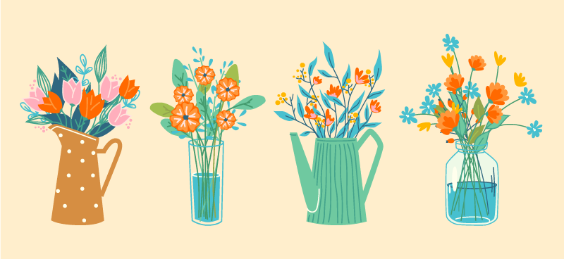 牡丹卡通束花地毯 - TenStickers