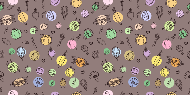 乙烯基厨房地毯色彩缤纷的蔬菜图案 - TenStickers