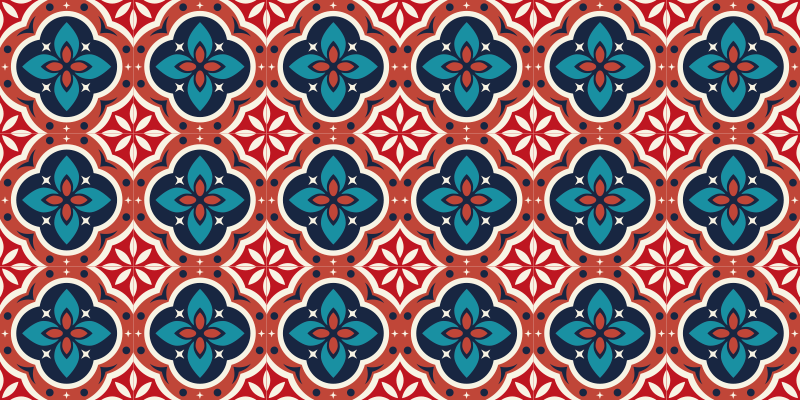 红色乙烯基地板垫瓷砖地毯 - TenStickers