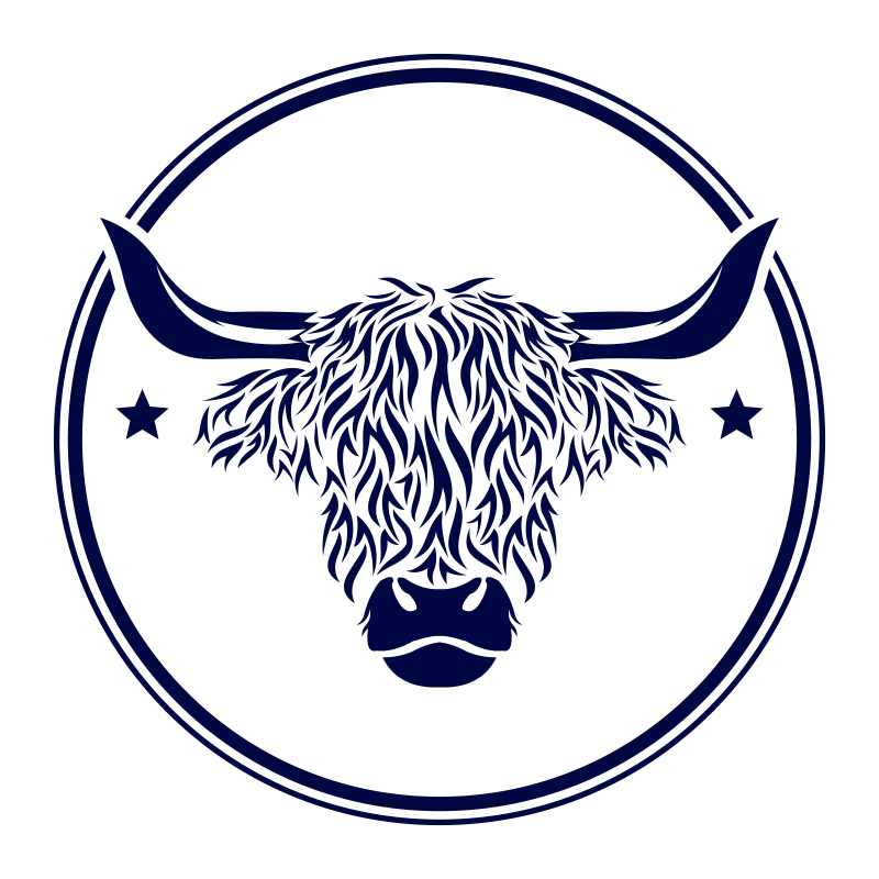 乙烯基地毯动物高地牛徽章 - TenStickers