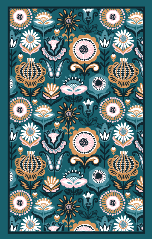 卧室乙烯基地毯花卉叶子图案 - TenStickers